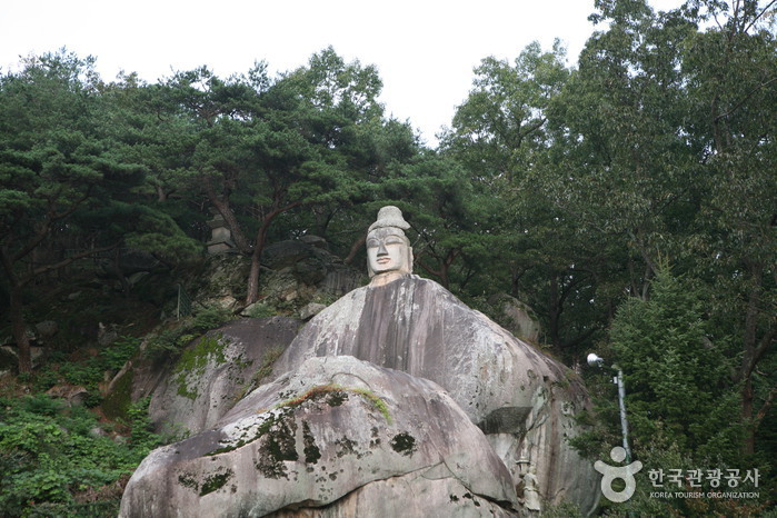 Stehender steinerner Buddha in Icheon-dong, Andong (안동 이천동 마애여래입상)