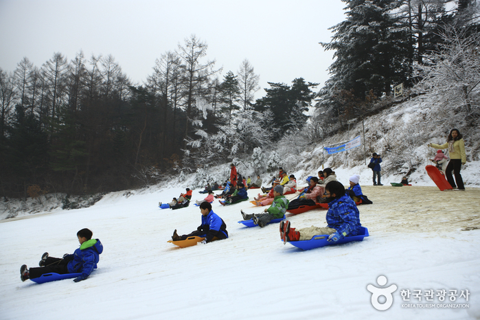 Снежные горки курорта Ханхва в Янпхёне (양평한화리조트 눈썰매장)